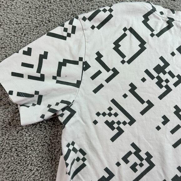 Nike Hoops Shirt Mens Medium Beige 8 Bit Digital Short Sleeve Yellow Swoosh FLAW - Picture 10 of 15